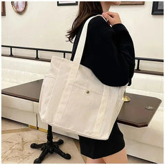 Canvas Shoulder Bag for Women | Large Tote | Spacious Shopping Bag - Hamxi