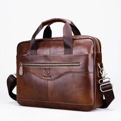 Men's Genuine Leather Briefcase 15.6" Laptop Bag - Hamxi