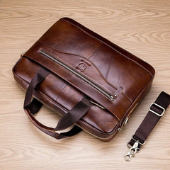 Men's Genuine Leather Briefcase 15.6" Laptop Bag - Hamxi