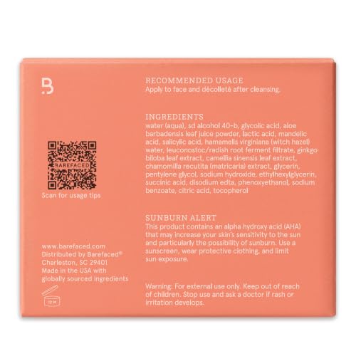 Barefaced Toning Pads | Exfoliating Facial Pads | 60 Count