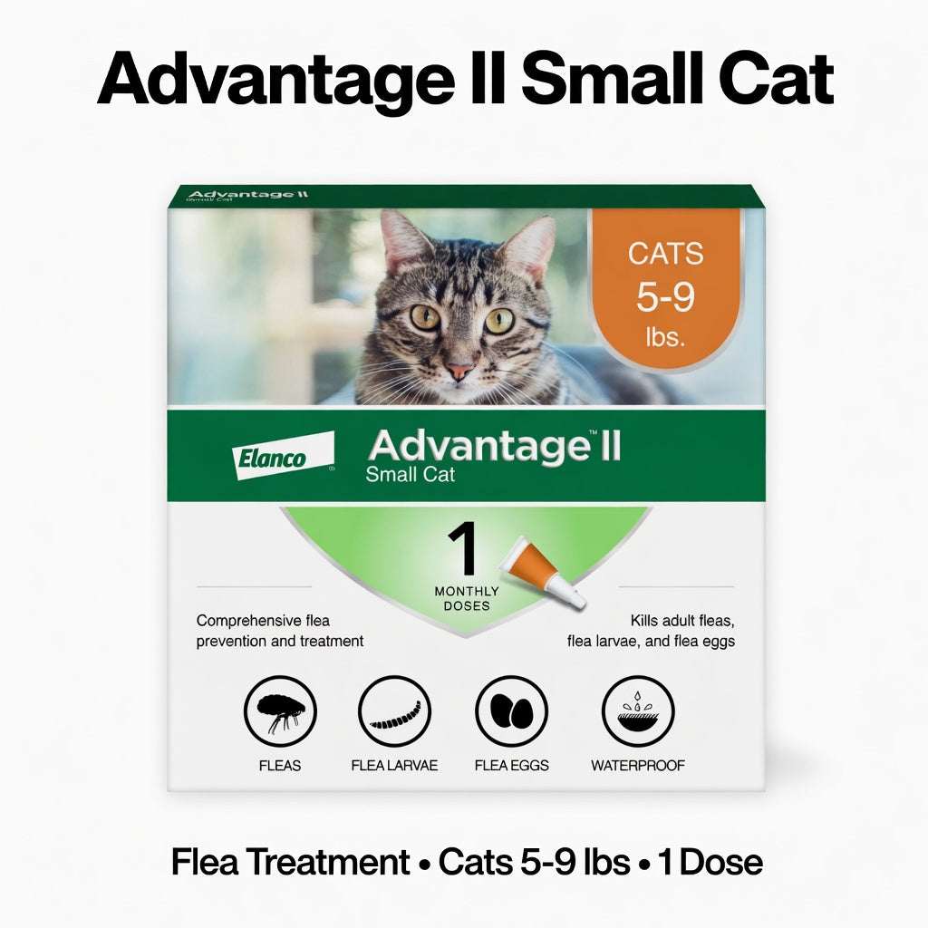 Advantage II for Small Cats | 5 - 9 lbs | Flea Treatment & Prevention | 1 Month Supply (1 Dose) - Hamxi