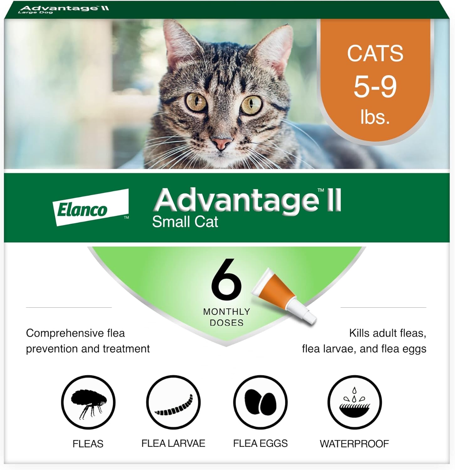 Advantage II Small Cat Flea Treatment | 5-9 lbs | 6-Month Supply - Hamxi
