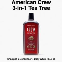 American Crew 3 - in - 1 Shampoo, Conditioner & Body Wash for Men | Tea Tree Scent | 33.8 Fl Oz - Hamxi