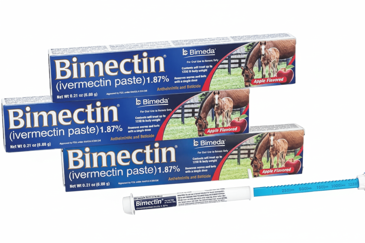 Bimectin Ivermectin Paste 1.87% Horse Dewormer | Apple Flavor | 3-Pack - Hamxi