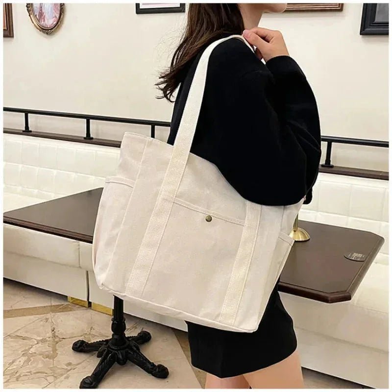 Canvas Shoulder Bag for Women | Large Tote | Spacious Shopping Bag - Hamxi