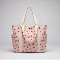 Corduroy Shoulder Bag for Women | Pink & White - Hamxi