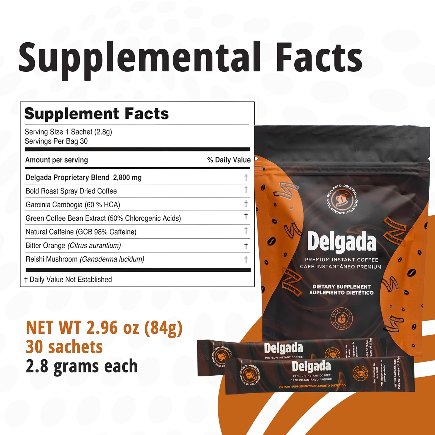 Delgada Instant Coffee | 30 Sachets - Hamxi