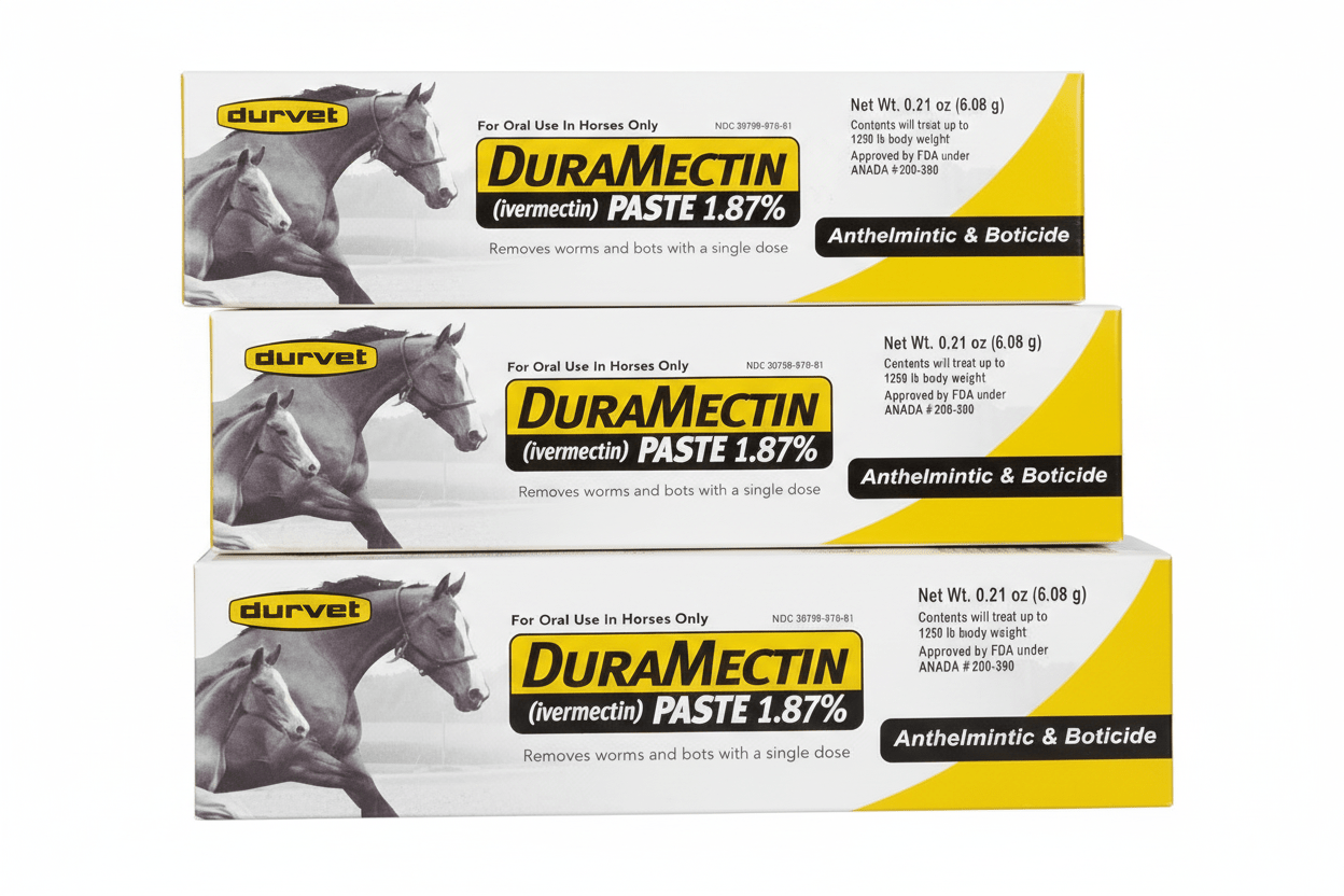 Duramectin Ivermectin Paste 1.87% Horse Dewormer | Apple Flavor | 3-Pack - Hamxi