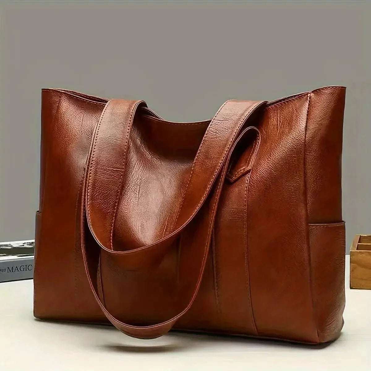 Extra Large Leather Tote Bag For Women | Vintage Shoulder Bag - Hamxi