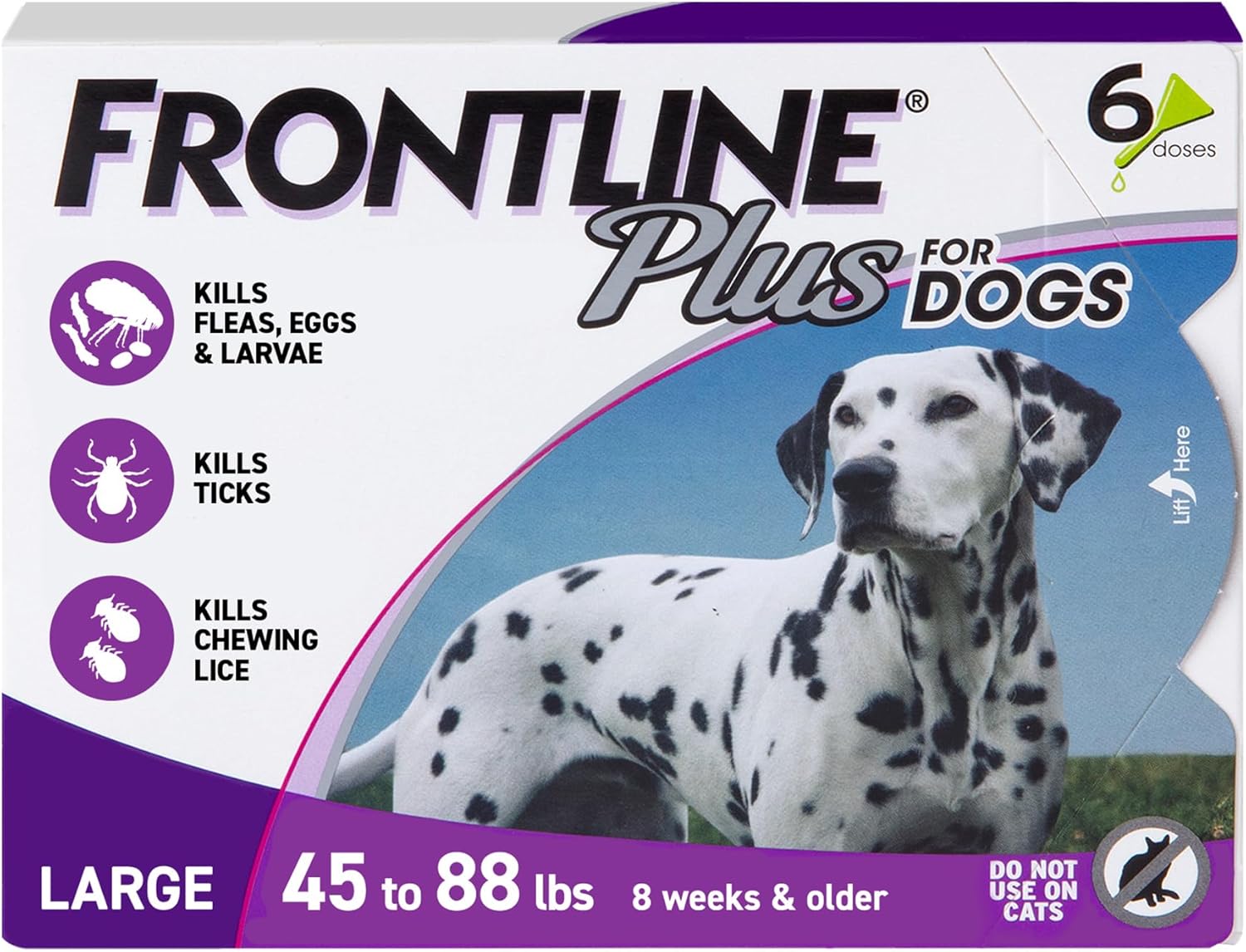 Frontline Plus Flea & Tick Treatment for Large Dogs | 45-88 lbs | 6 Doses - Hamxi
