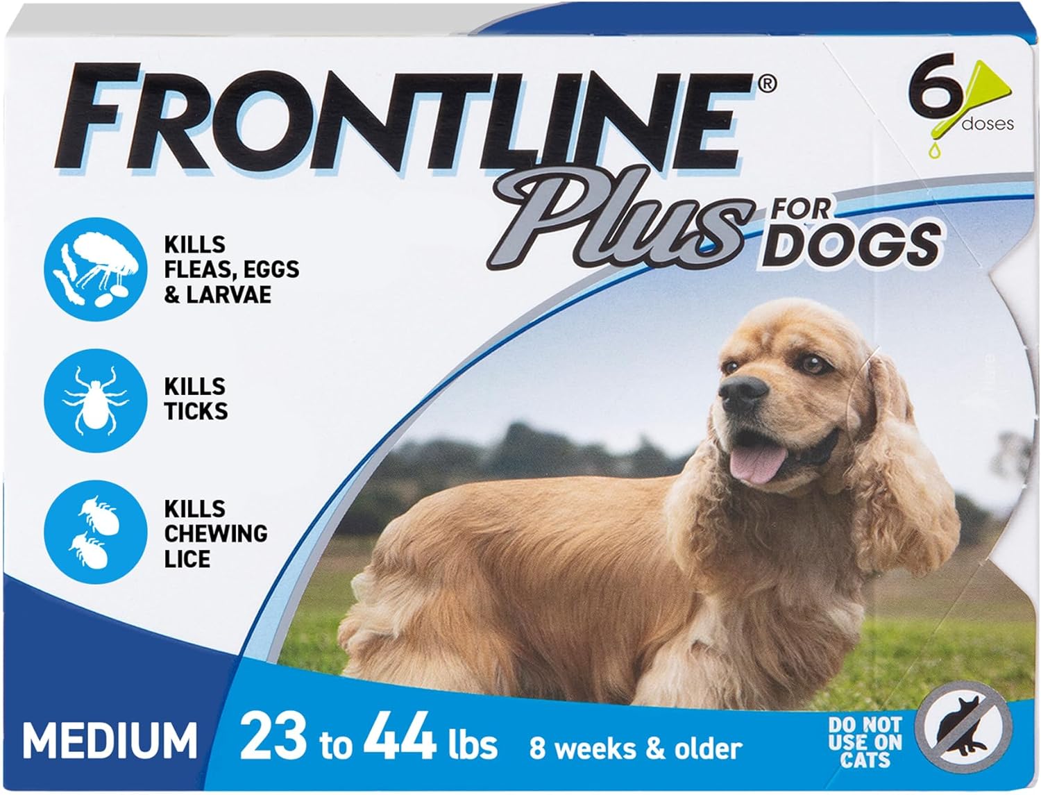 Frontline Plus Flea & Tick Treatment for Medium Dogs | 23-44 lbs | 6 Doses - Hamxi