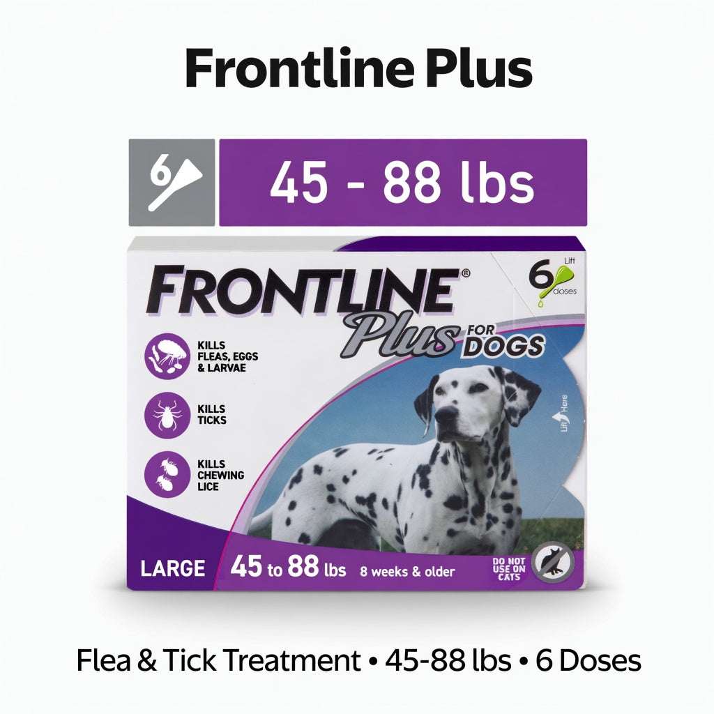 Frontline Plus for Dogs | 45 to 88 lbs Flea and Tick Treatment - Hamxi