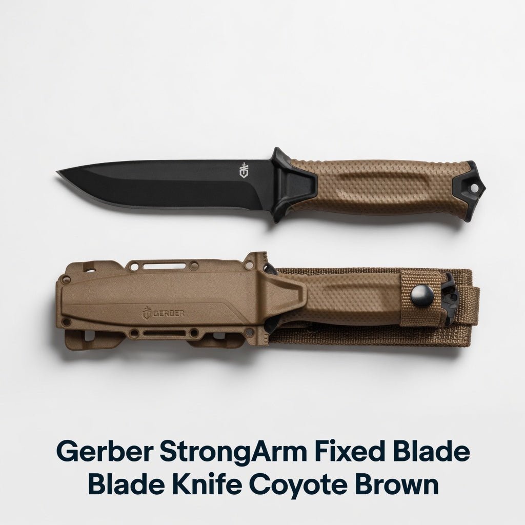 Gerber StrongArm Fixed Blade Knife | Plain Edge | Coyote Brown | Tactical Utility Knife - Hamxi