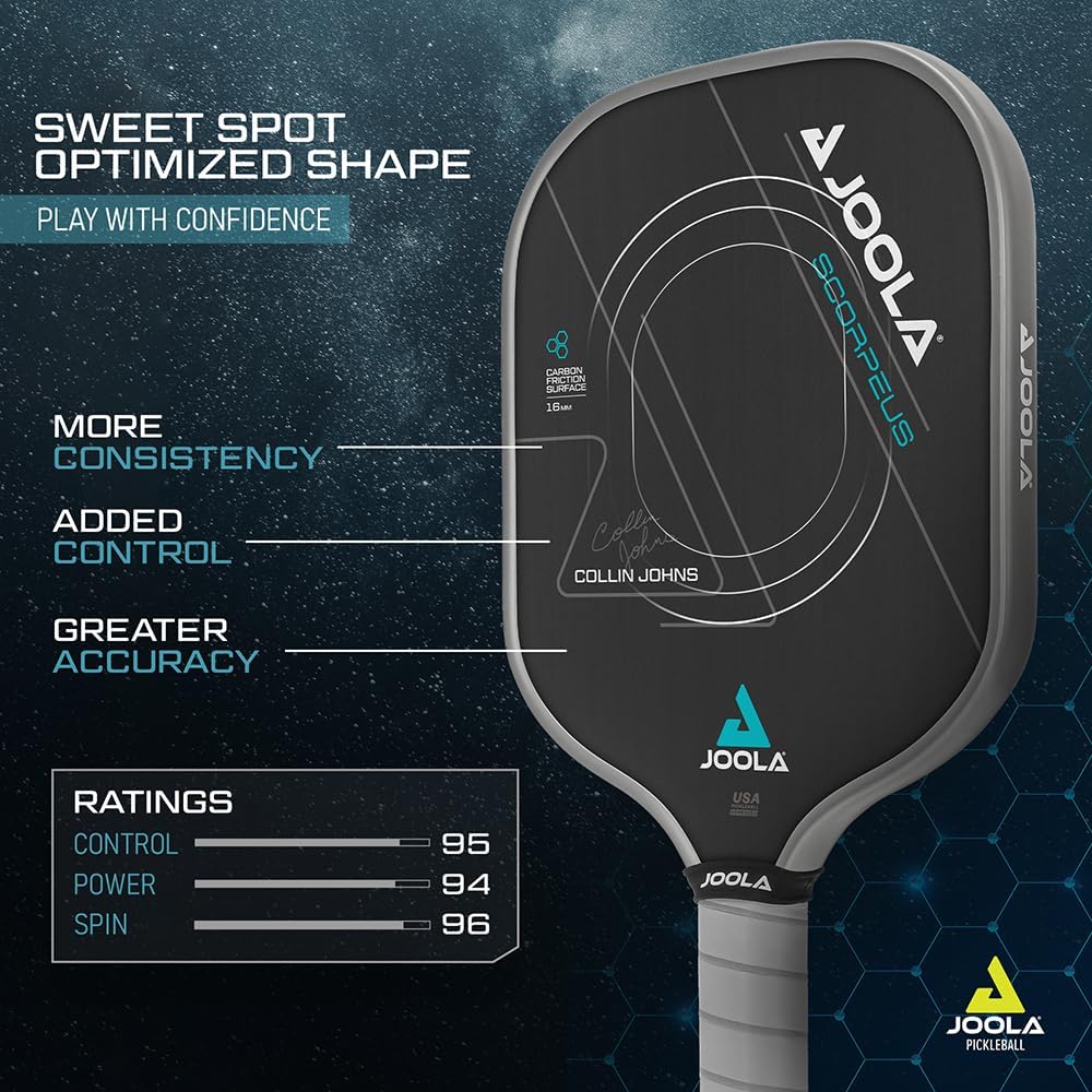 JOOLA Scorpeus Pickleball Paddle | 16mm | Raw Carbon Fiber | USAP Approved - Hamxi