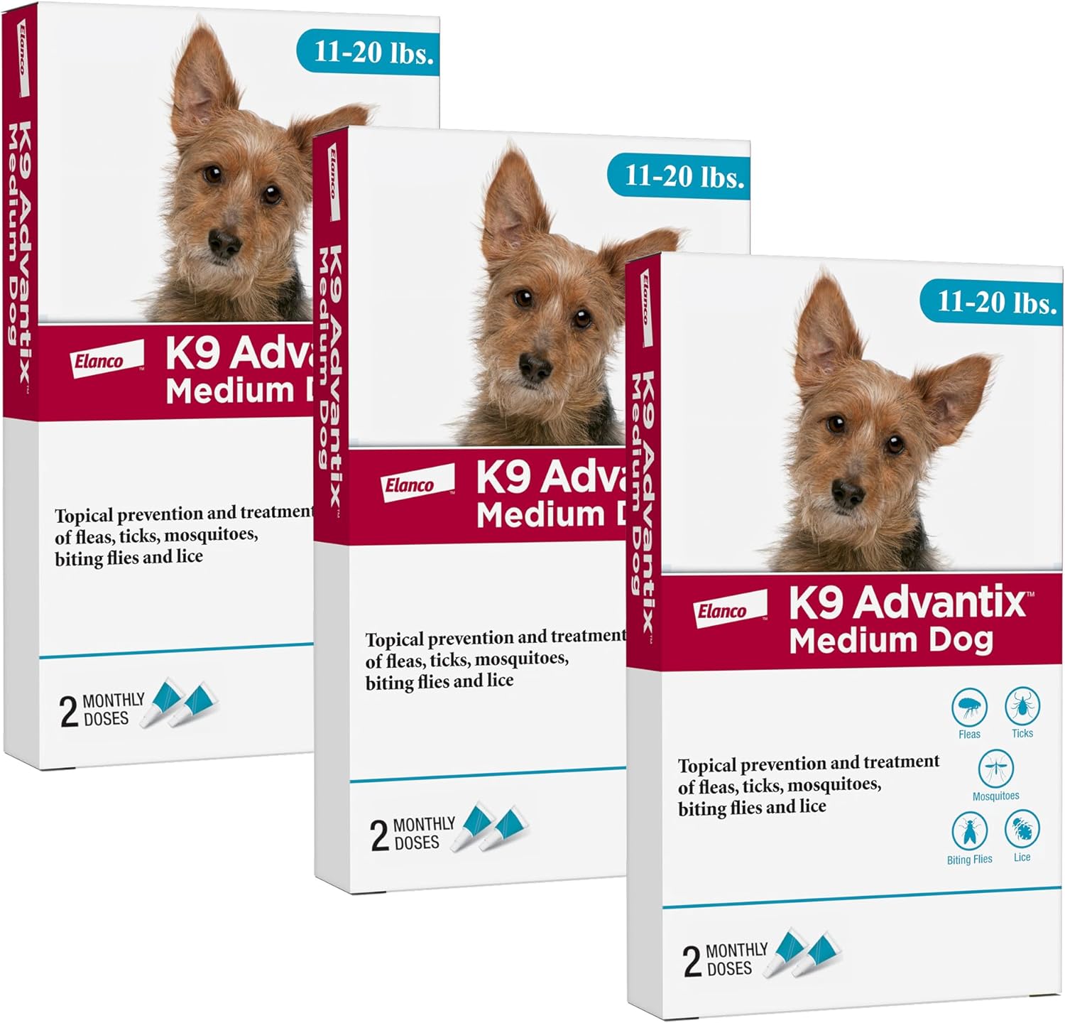 K9 Advantix Flea, Tick & Mosquito Prevention | Dogs 11-20 lbs | 6 Treatments - Hamxi