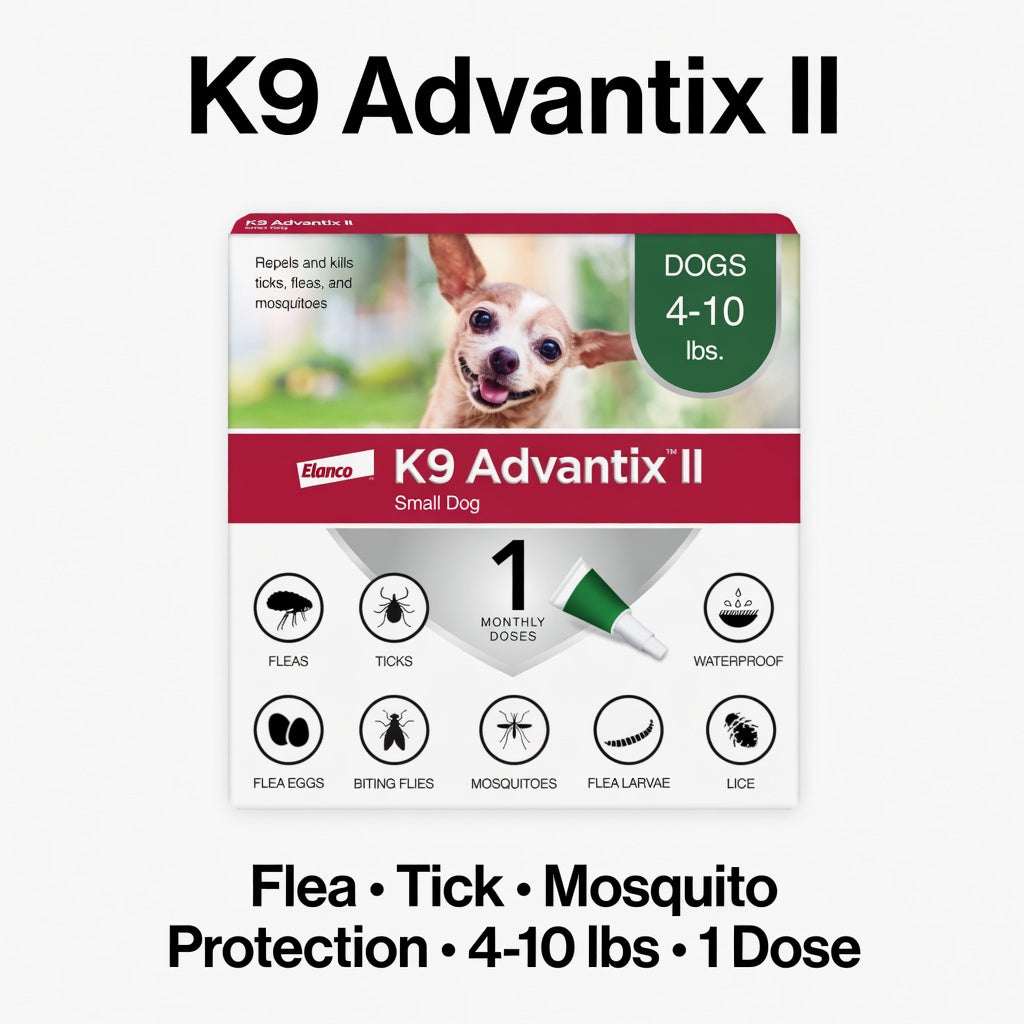K9 Advantix II for Small Dogs | 4 - 10 lbs | Flea, Tick & Mosquito Treatment | 1 Month Supply (1 Dose) - Hamxi