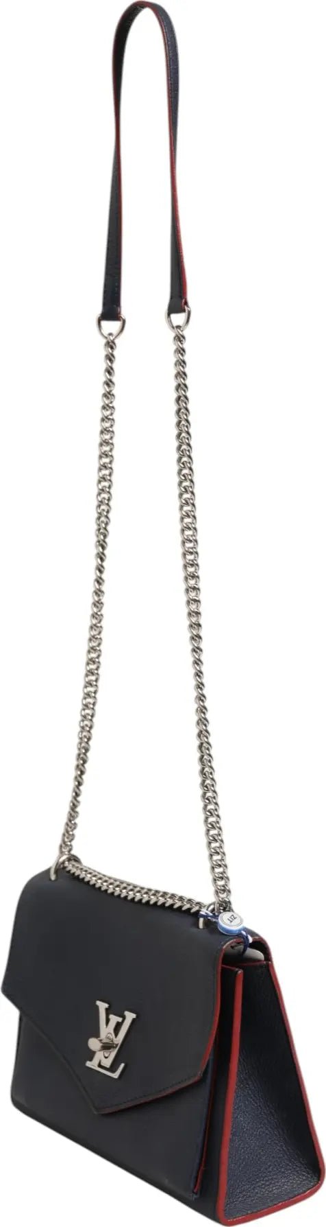 Louis Vuitton Mylockme Leather Chain Shoulder Bag - Navy Blue - Hamxi