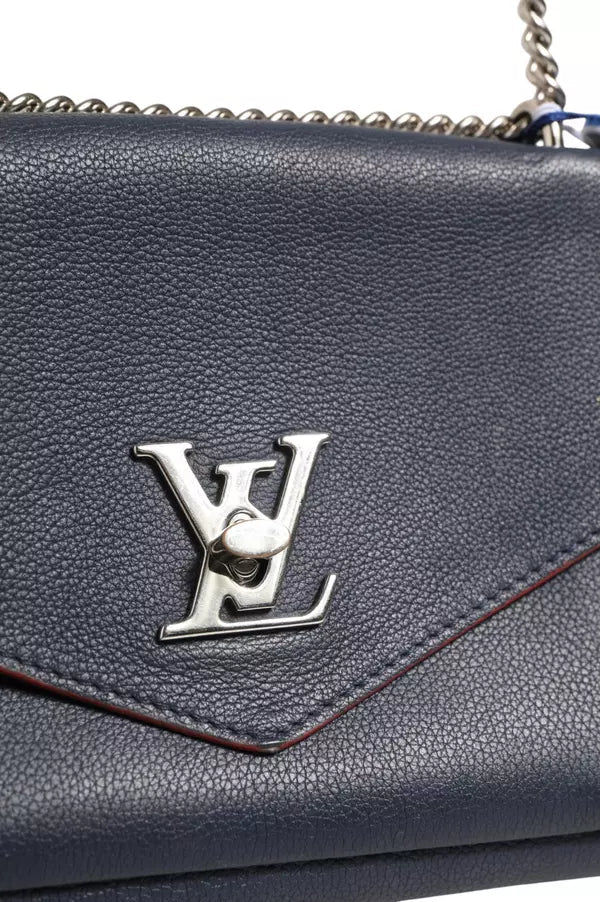Louis Vuitton Mylockme Leather Chain Shoulder Bag - Navy Blue - Hamxi