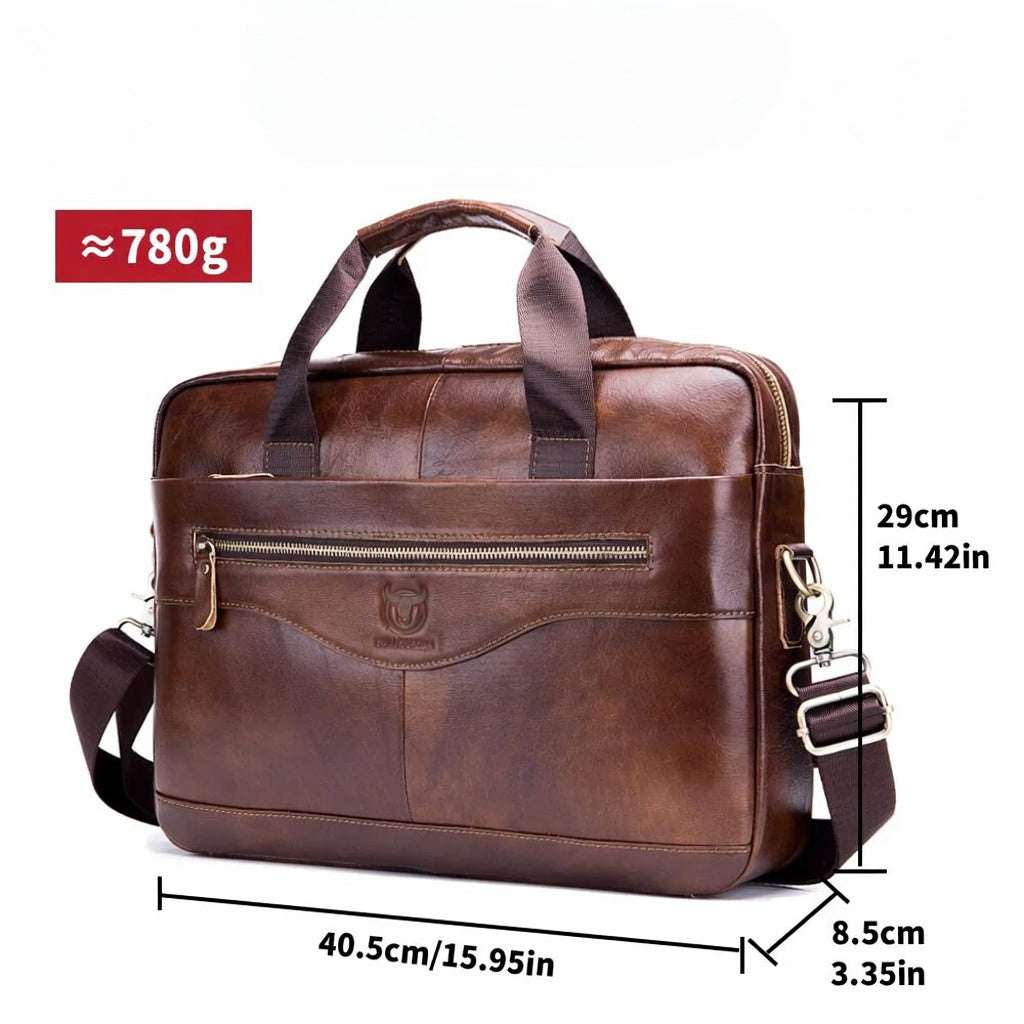 Men's Genuine Leather Briefcase 15.6" Laptop Bag - Hamxi
