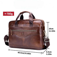 Men's Genuine Leather Briefcase 15.6" Laptop Bag - Hamxi