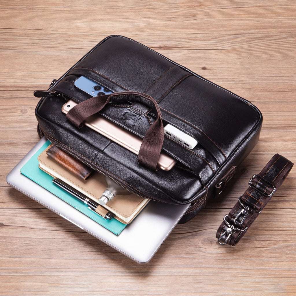 Men's Genuine Leather Laptop Briefcase 15.6 - Hamxi