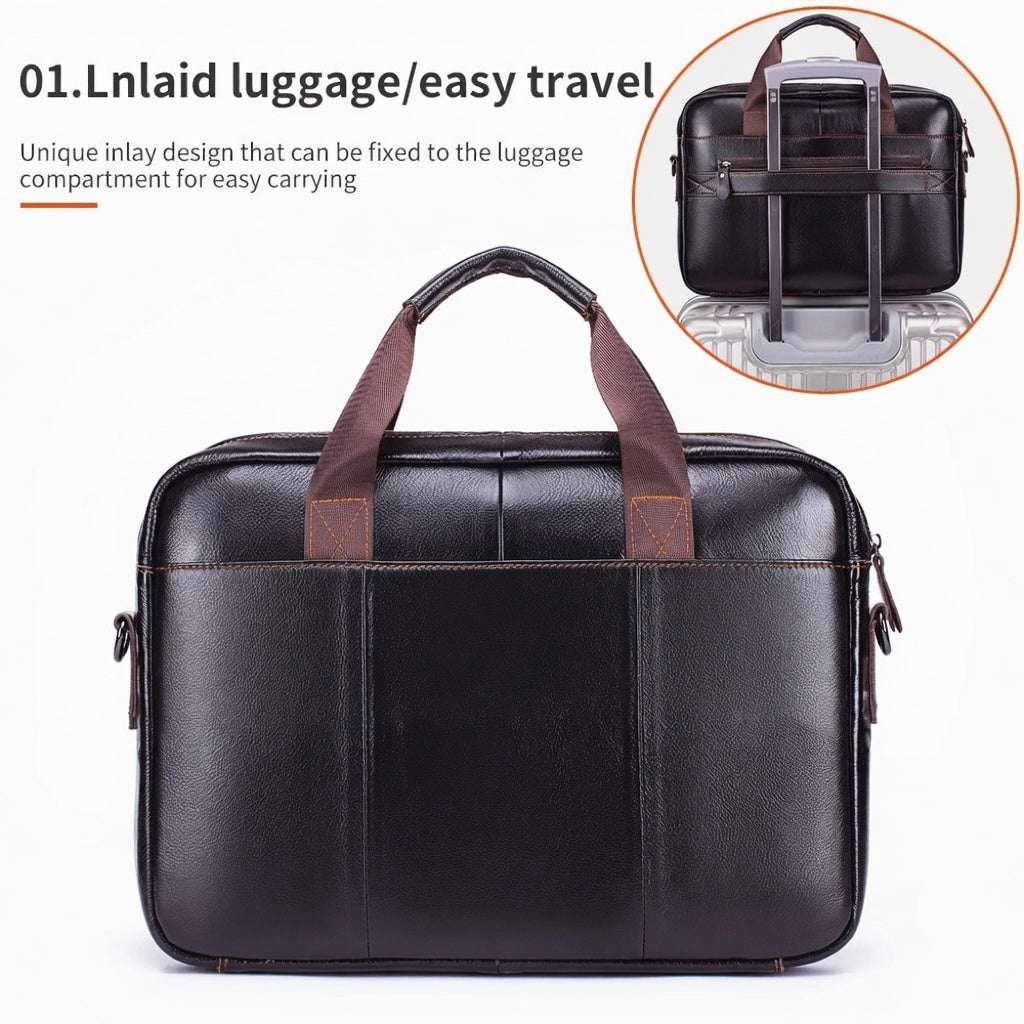 Men's Genuine Leather Laptop Briefcase 15.6 - Hamxi