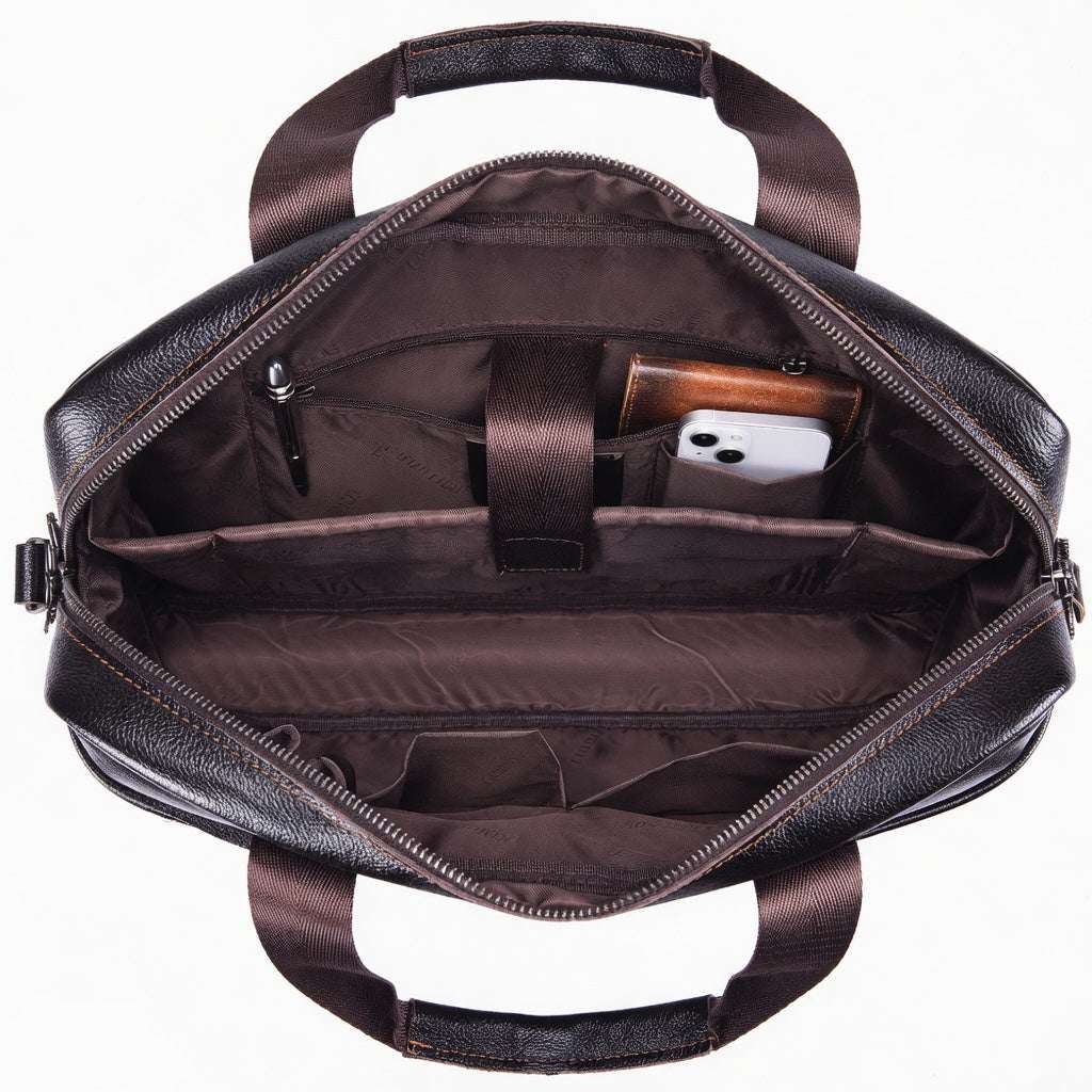Men's Genuine Leather Laptop Briefcase 15.6 - Hamxi