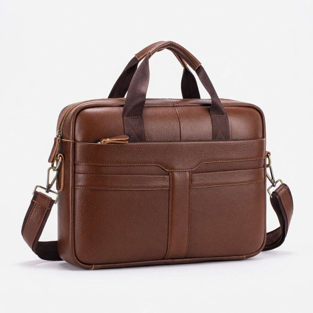 Men's Genuine Leather Laptop Briefcase 15.6 - Hamxi