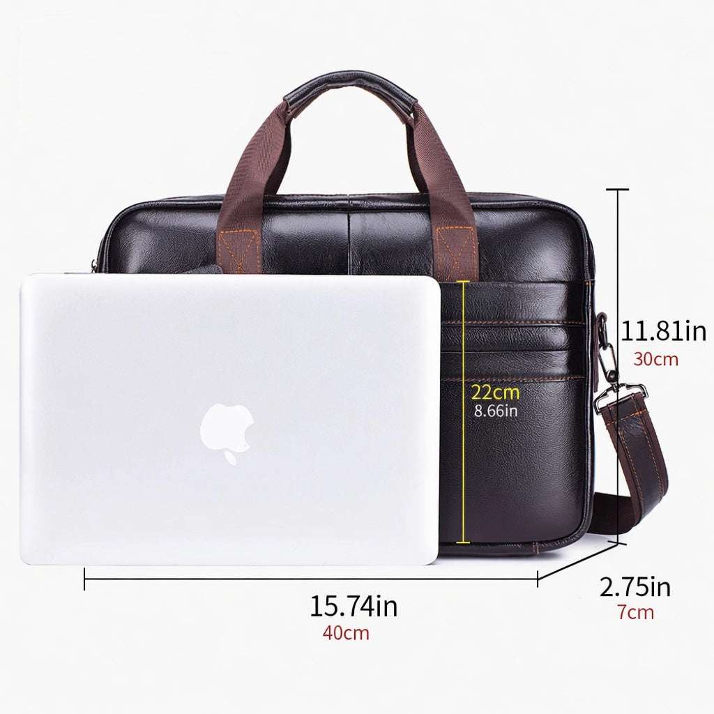 Men's Genuine Leather Laptop Briefcase 15.6 - Hamxi