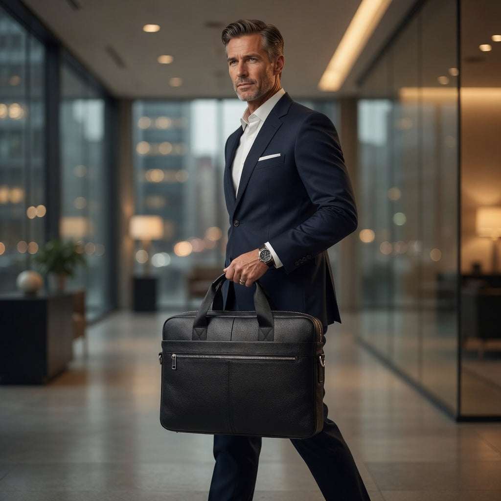 Premium Genuine Leather Laptop Bag for Men - 15.6 Inch - Hamxi