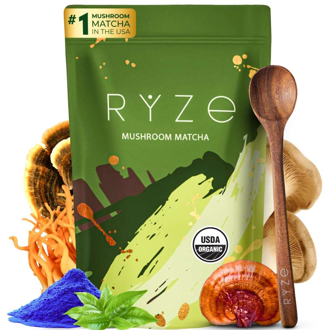 RYZE SUPERFOODS Mushroom Matcha | 30 Servings - Hamxi