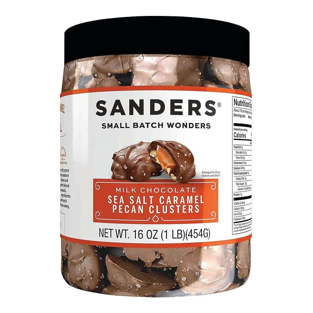 Sanders Milk Chocolate Sea Salt Caramel Pecan Clusters | 16 oz - Hamxi