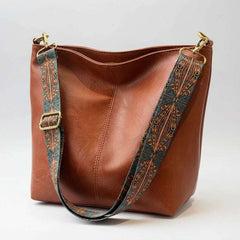 Solid Color Leather Tote Bag for Women | Classic Shopper | Everyday Tote - Hamxi
