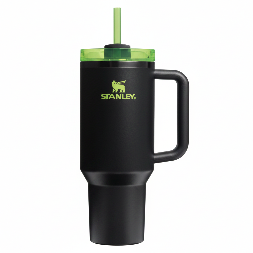 Stanley Matte Black x Lime Green Quencher Tumbler