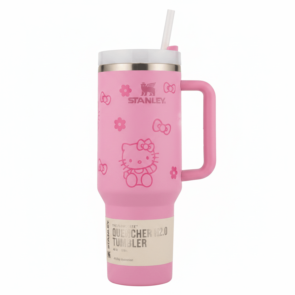 Stanley Quencher H2.0 FlowState Tumbler | 40oz | Pink Floral Limited Edition - Hamxi