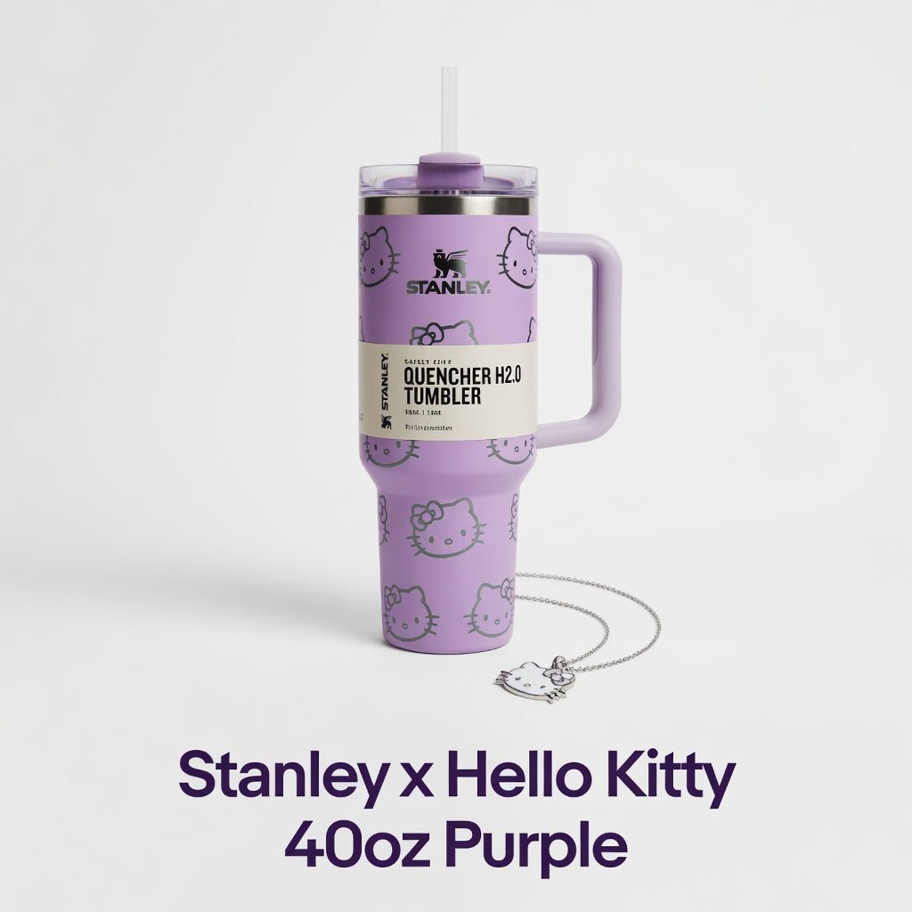Stanley x Hello Kitty FlowState Quencher H2.0 Tumbler | 40oz | Purple + Necklace | Limited Edition - Hamxi