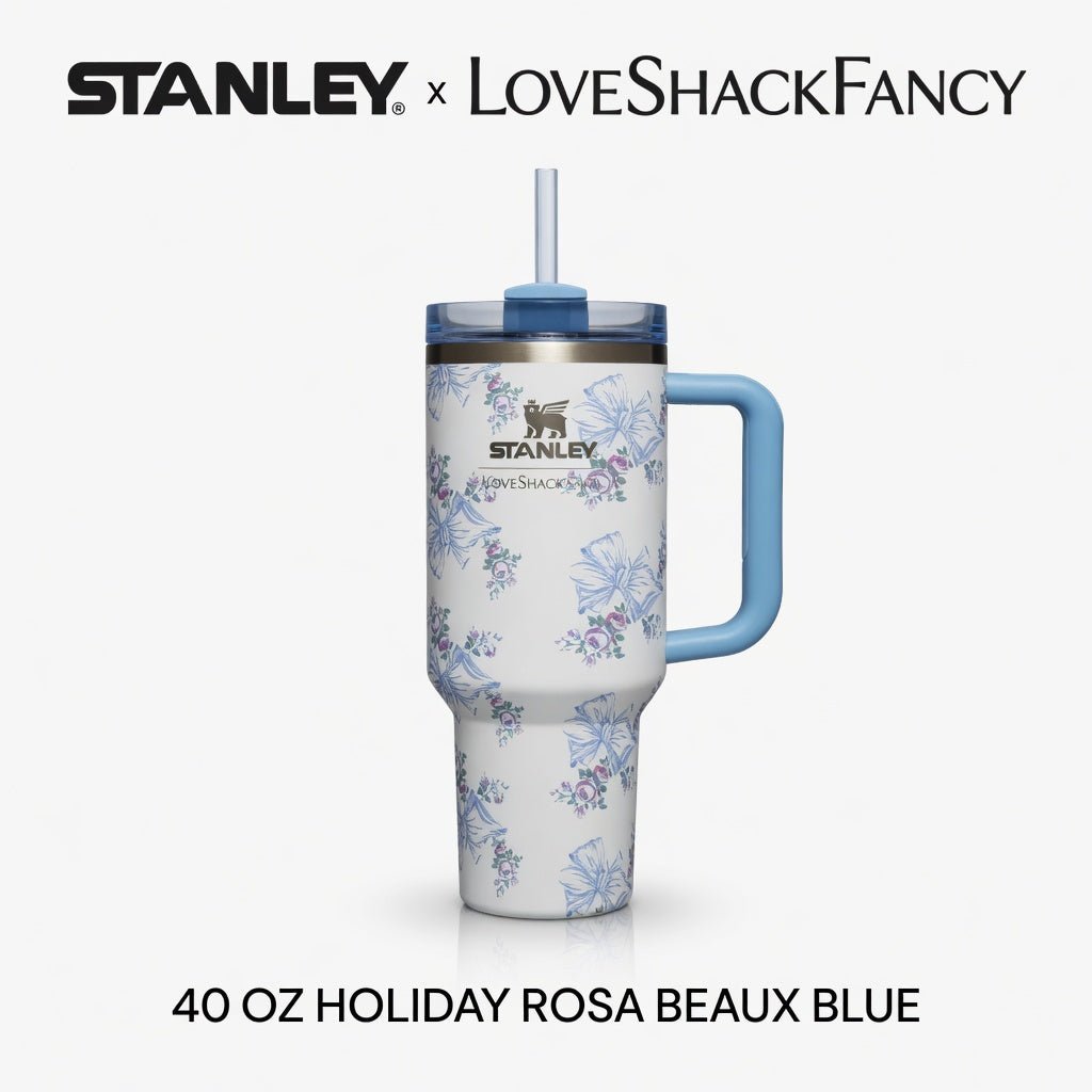 Stanley x LoveShackFancy 40oz Holiday Rosa Beaux Blue Tumbler | Gift Box Cup | Limited Edition - Hamxi