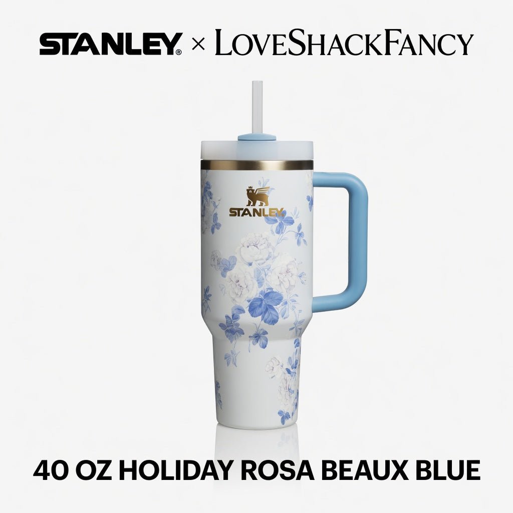 Stanley x LoveShackFancy 40oz Holiday Rosa Beaux Blue Tumbler | New & Authentic | Limited Edition - Hamxi