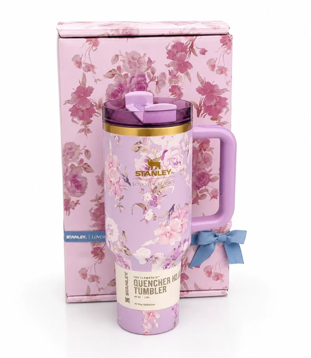 Stanley x LoveShackFancy Quencher | 40oz | Purple Rose | Gift Set - Hamxi