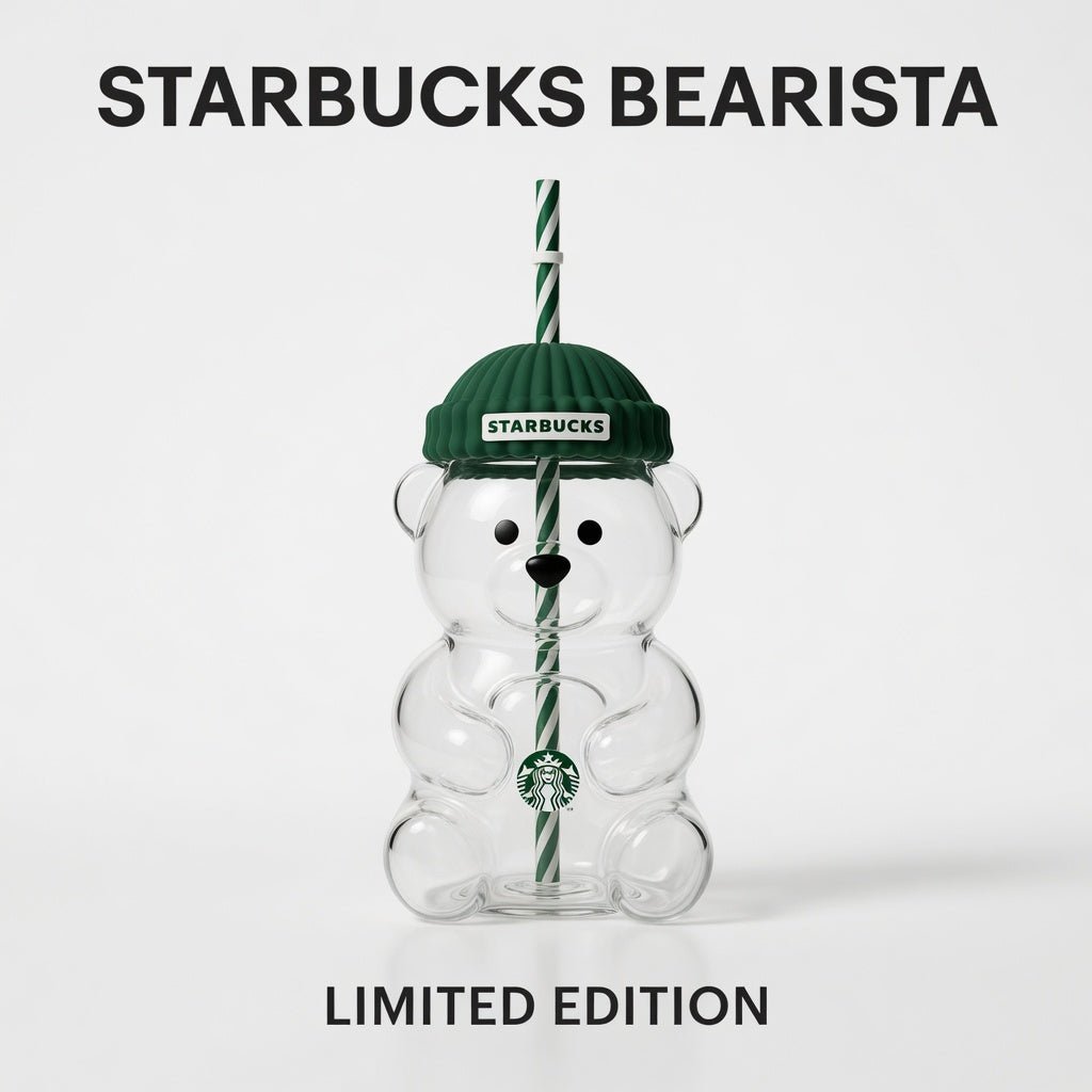 Starbucks Bearista Limited Edition Bear Glass Cold Cup | 100% Authentic Rare Collectible - Hamxi