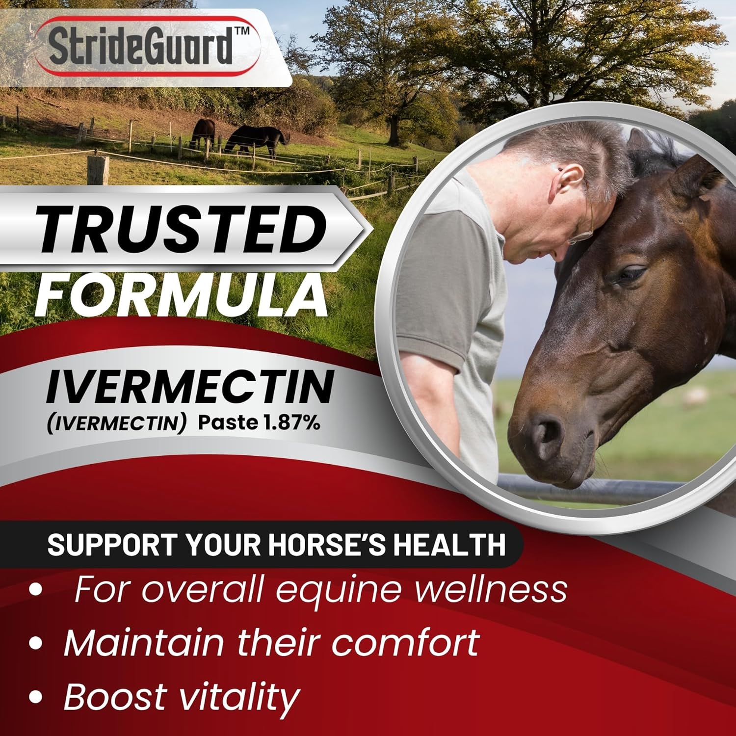 StrideGuard Ivermectin Paste 1.87% for Horses | 3-Pack | Apple Flavored - Hamxi