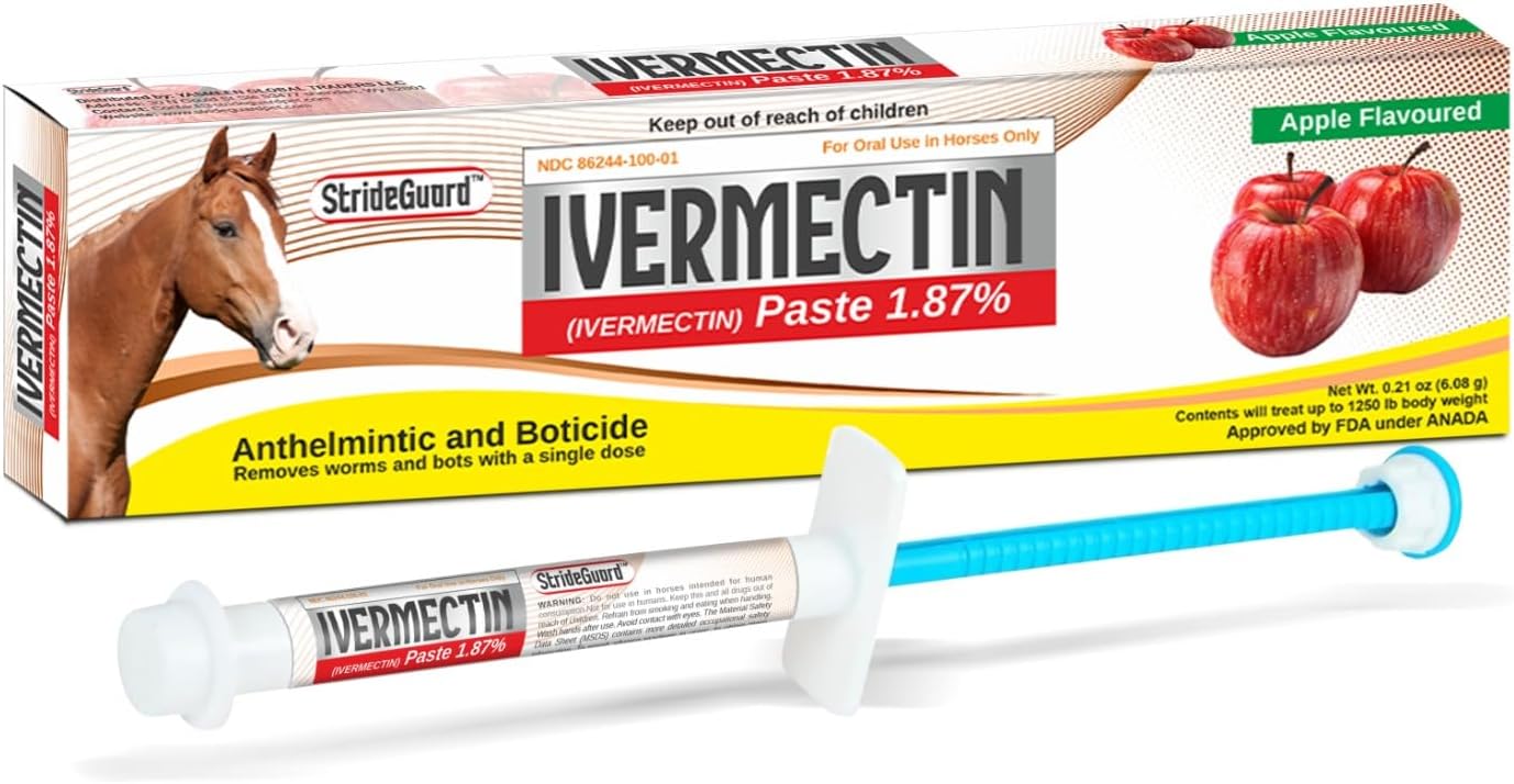 StrideGuard Ivermectin Paste 1.87% for Horses | 6.08g | Apple Flavored - Hamxi