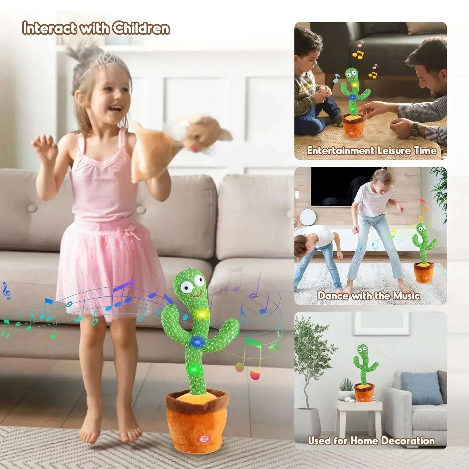 Talking Dancing Cactus Toy for Kids | Recordable Repeating Plush | 5 Styles - Hamxi