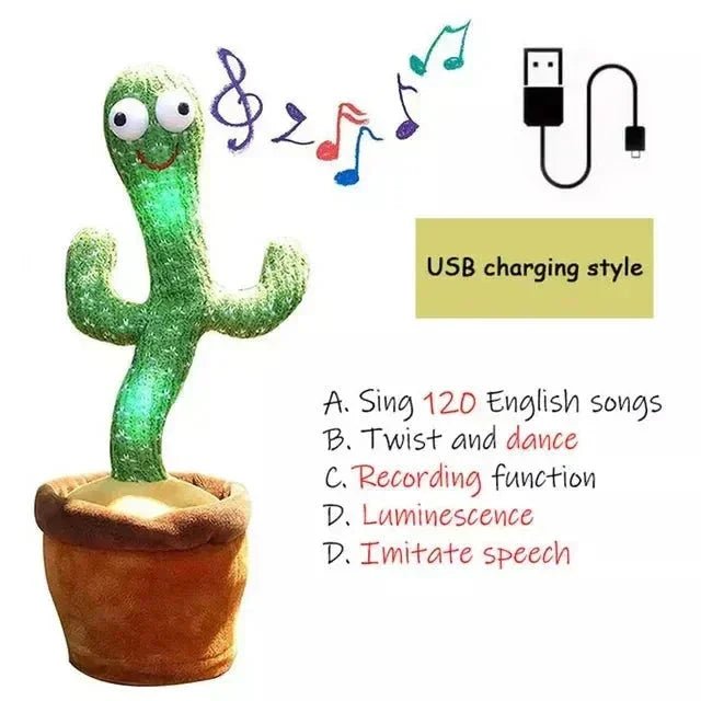 Talking Dancing Cactus Toy for Kids | Recordable Repeating Plush | 5 Styles - Hamxi