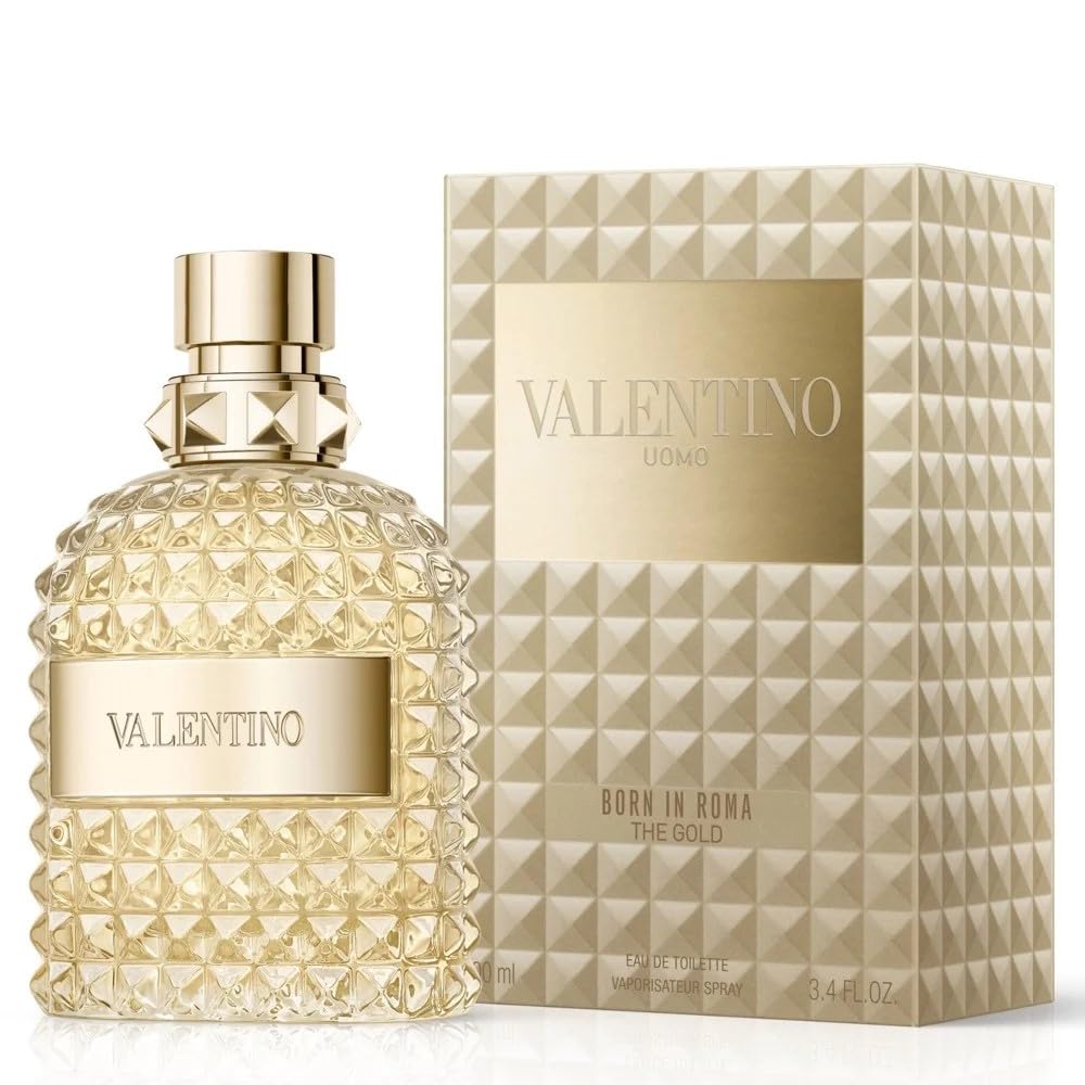 Valentino Uomo Born In Roma The Gold EDT | 3.4 oz | Woody Mineral Men's Fragrance - Hamxi