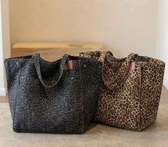 Vintage Leopard Print Women's Handbag | Large Capacity Canvas Tote - Hamxi